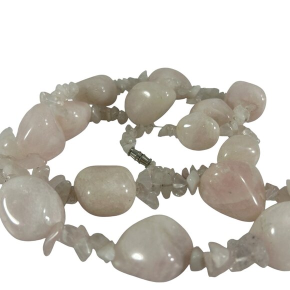 White Quartz Nugget Bead Necklace Natural Polished Gemstone Chippy READ - Picture 3 of 9